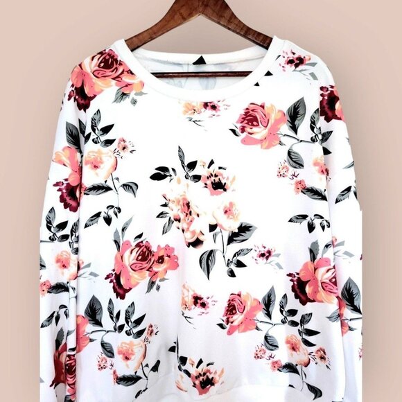 Womens 3XL Style Shein Lune Drop Shoulder Stunning Floral Print Crewneck Sweater - Picture 2 of 8